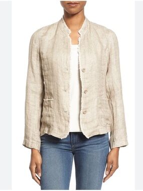 Eileen Fisher Organic Linen Mandarin Collar Jacket